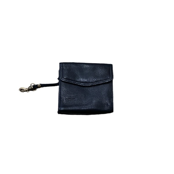 Fossil Women’s Coin and Card Square‎ Wallet Black Leather Antique Gold Hardware - Picture 1 of 7